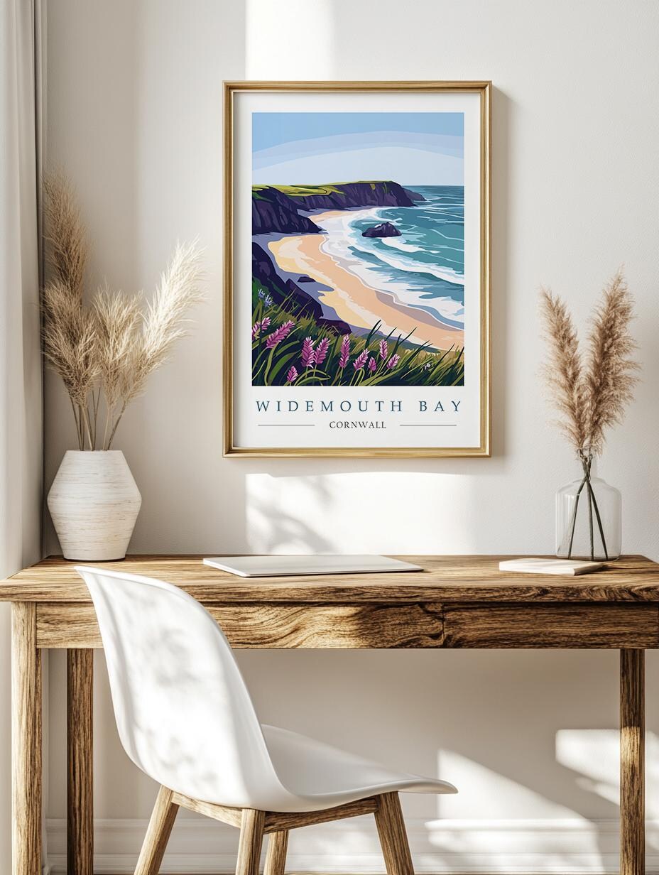Widemouth Bay Cornwall Travel Poster