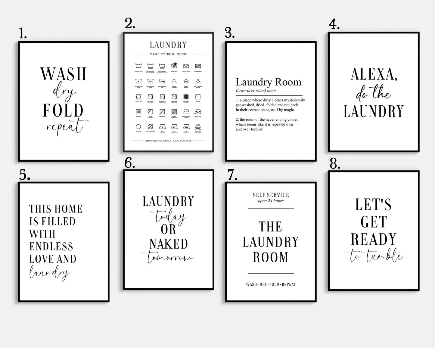 Laundry Room Prints - Choose from 8 Designs