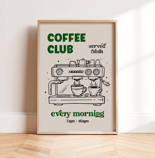 Coffee Club Kitchen Print - Barista Poster