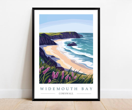 Widemouth Bay Cornwall Travel Poster