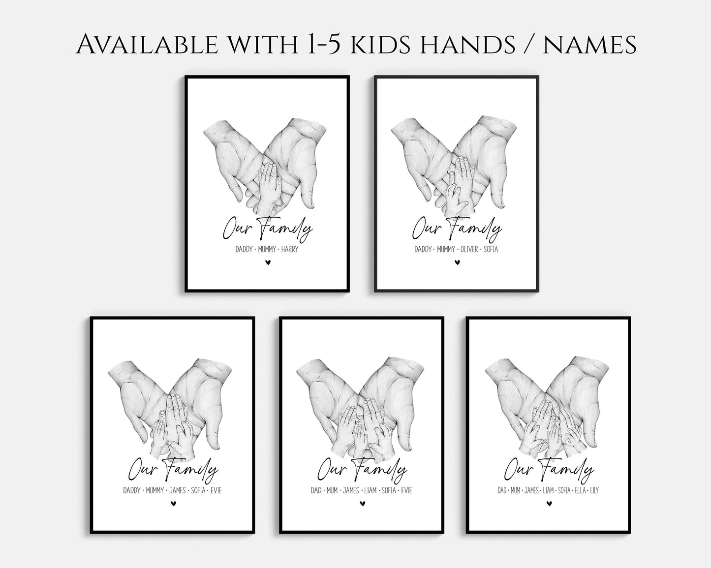 Personalised Family Hands Print - Great Gift For Mums