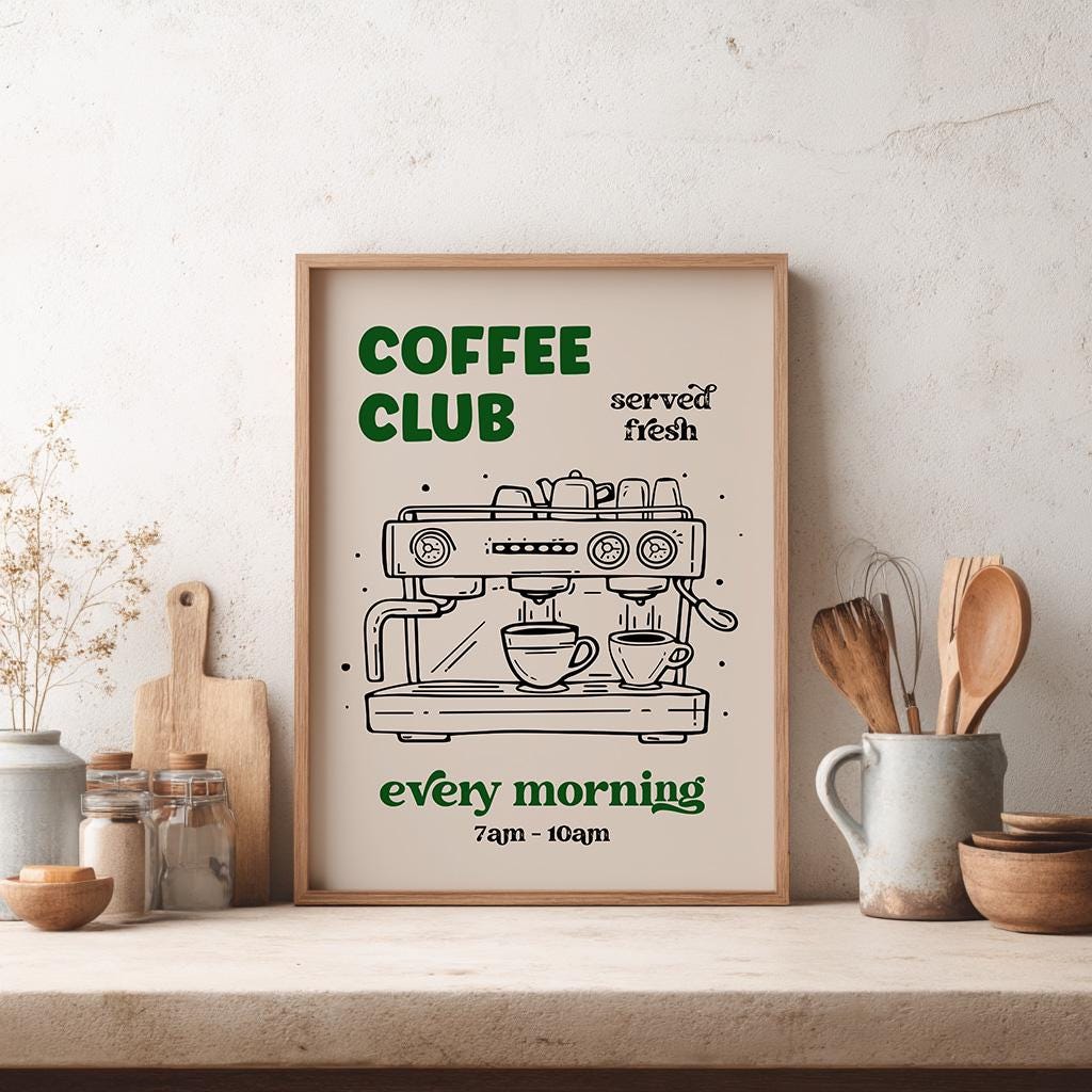 Coffee Club Kitchen Print - Barista Poster