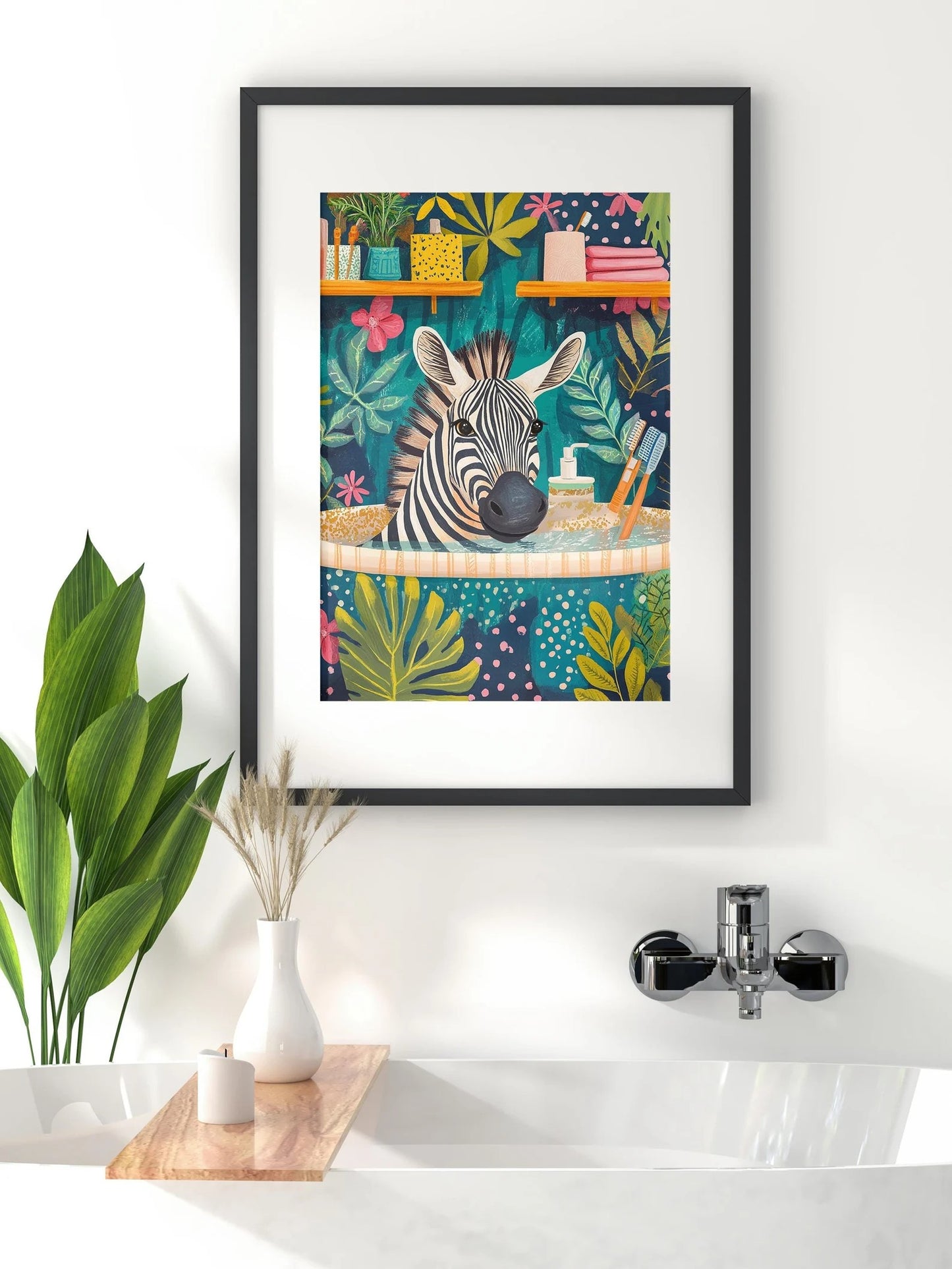 Zebra Jungle Bathroom Print