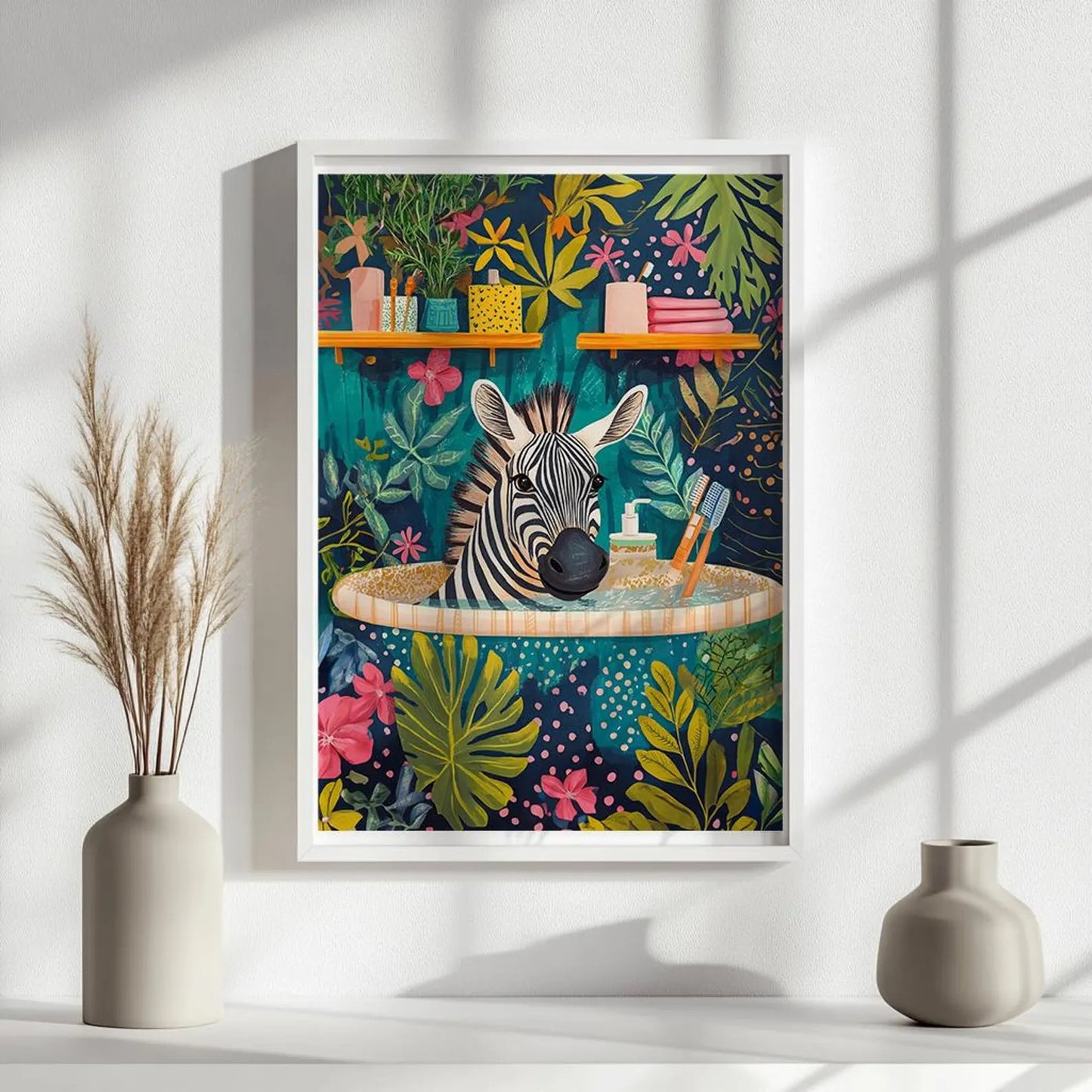Zebra Jungle Bathroom Print