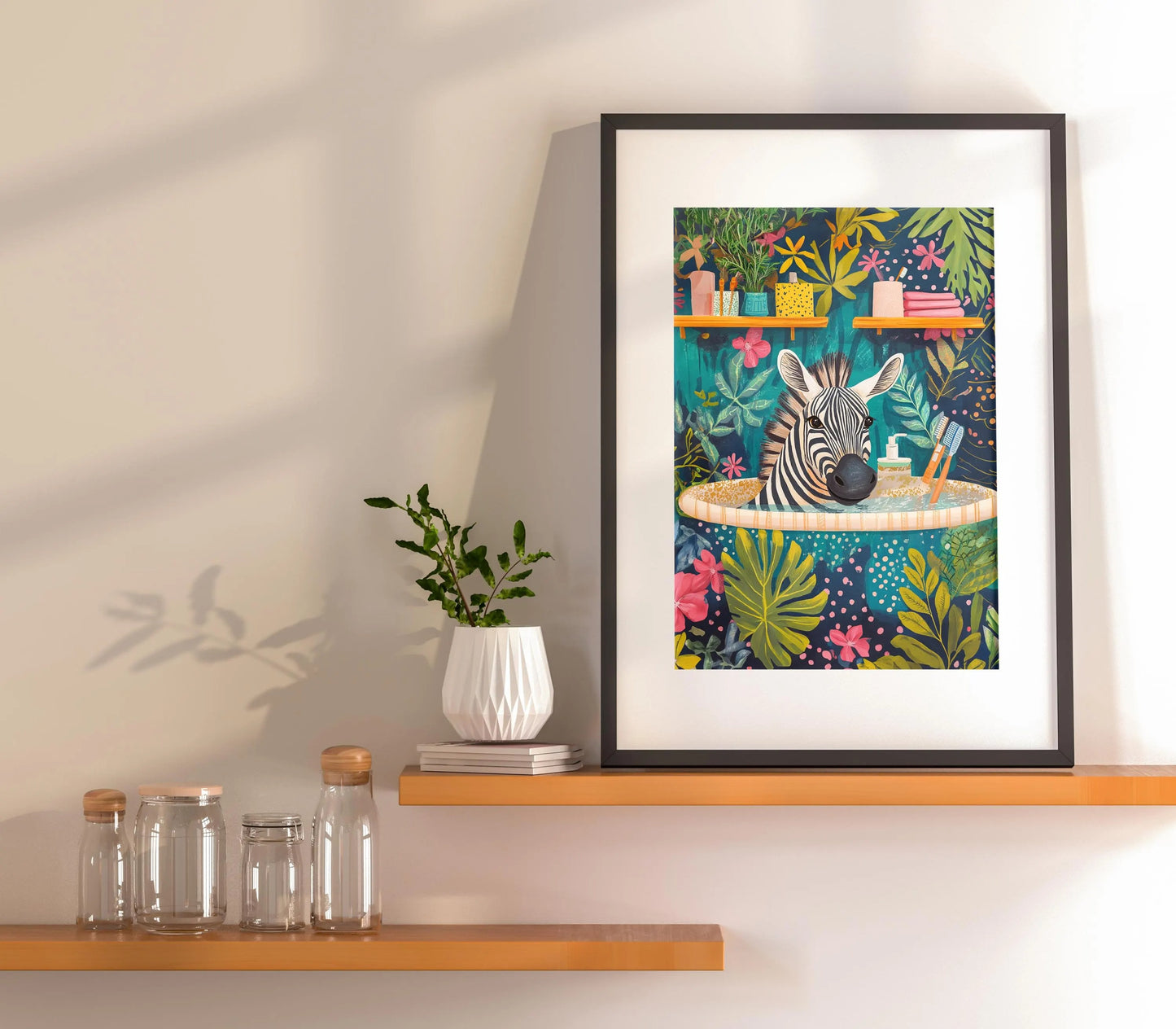 Zebra Jungle Bathroom Print