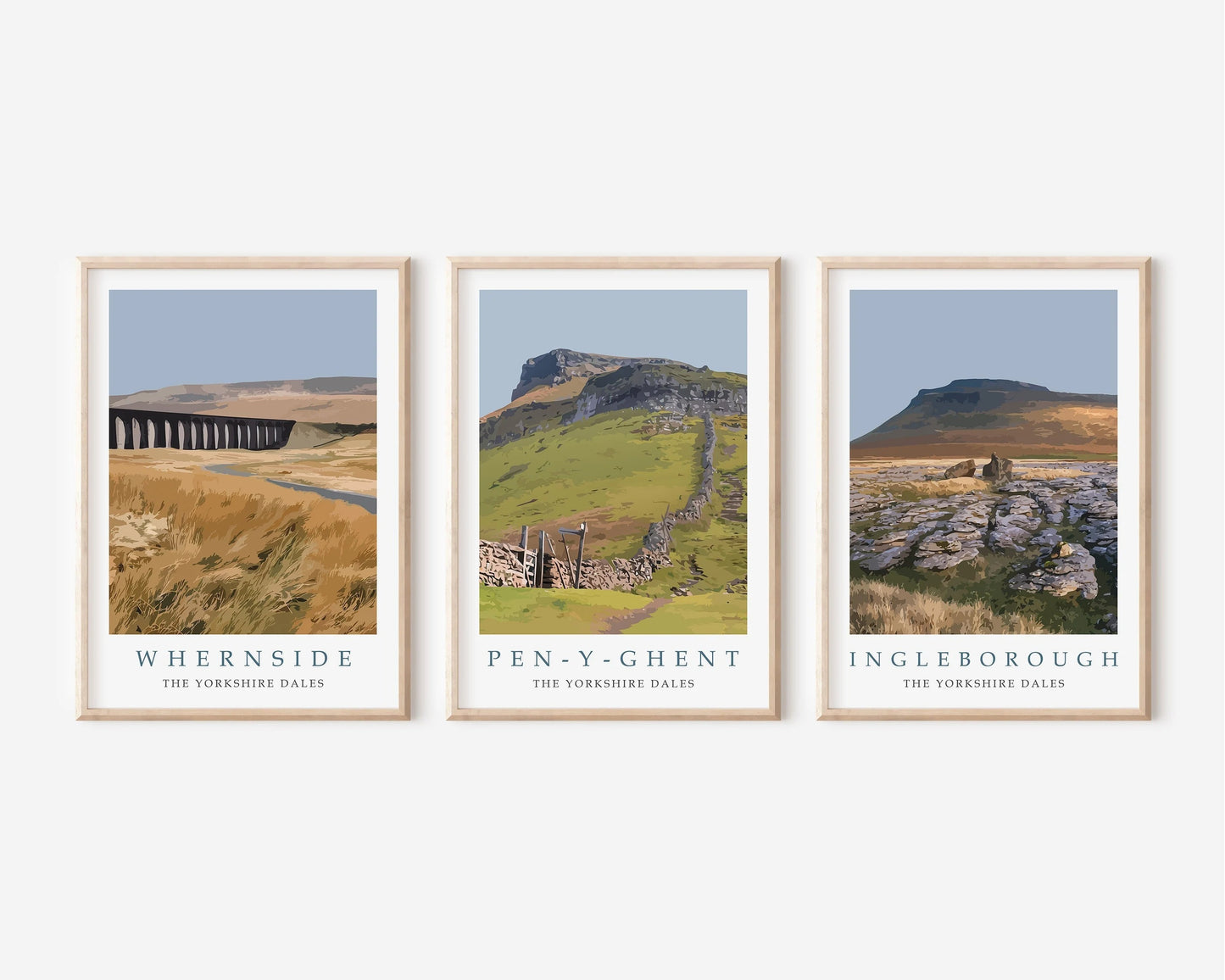Yorkshire Dales Print Set. Whernside, Pen-y-ghent & Ingleborough
