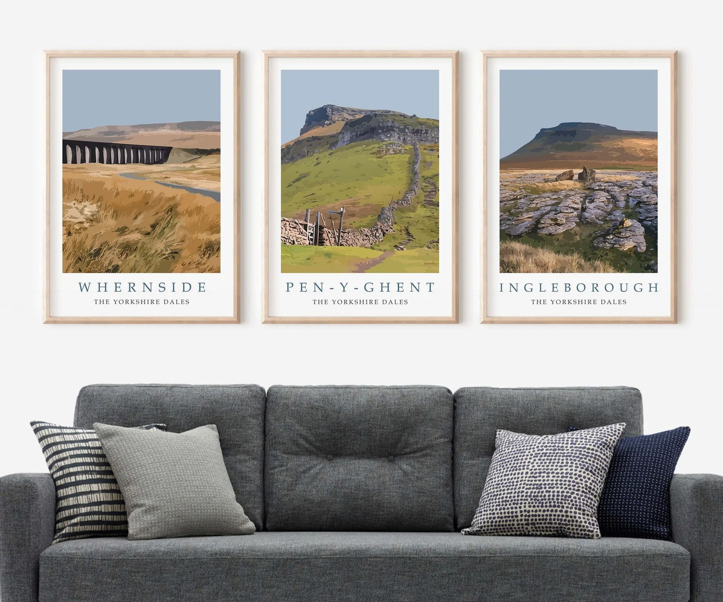 Yorkshire Dales Print Set. Whernside, Pen-y-ghent & Ingleborough